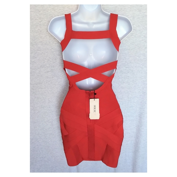 NWT House of CB Jennifer Cross Back Bandage Dress - Picture 6 of 8